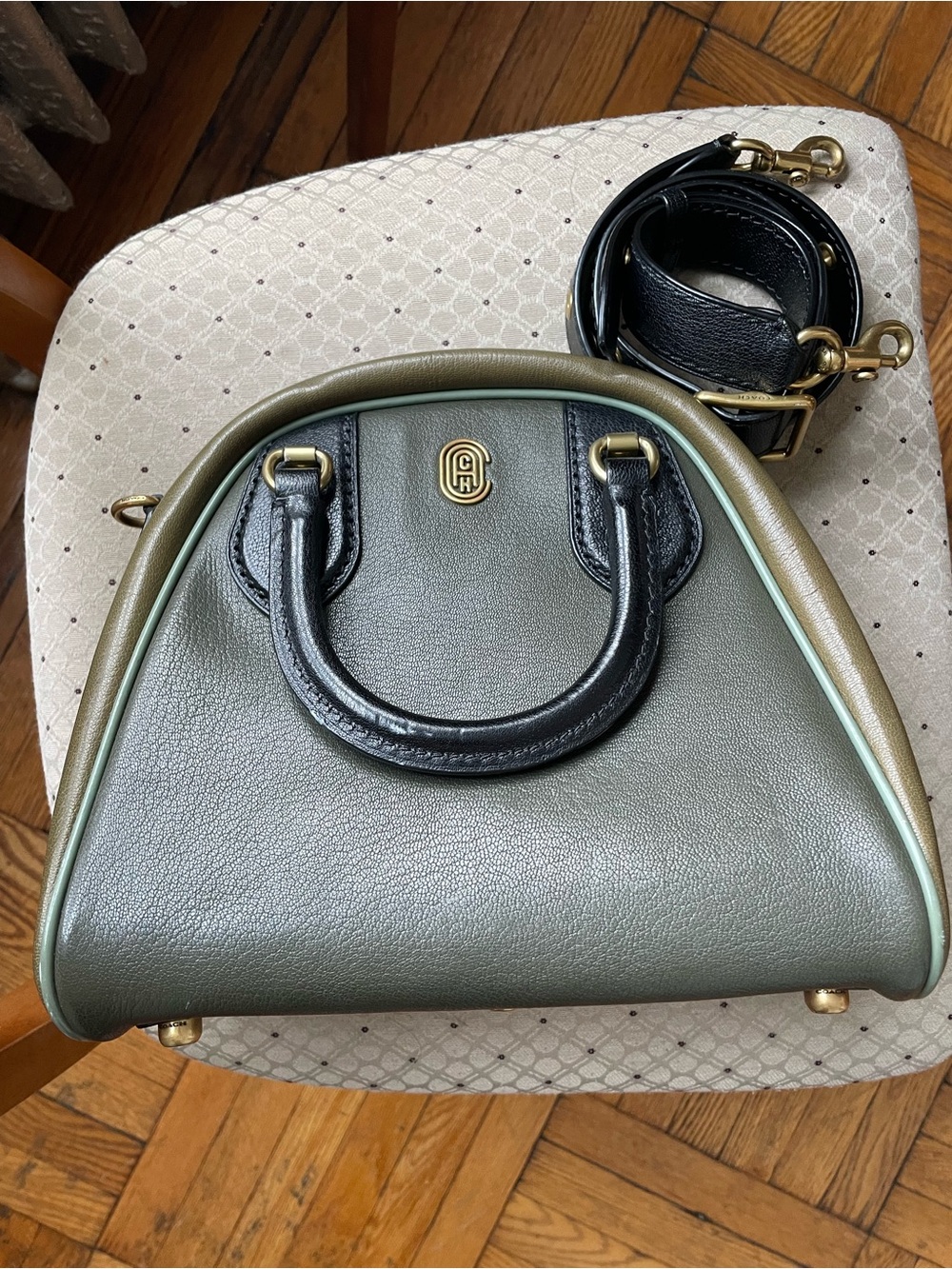 Coach Olive Green and Black Dome Crossbody Satchel